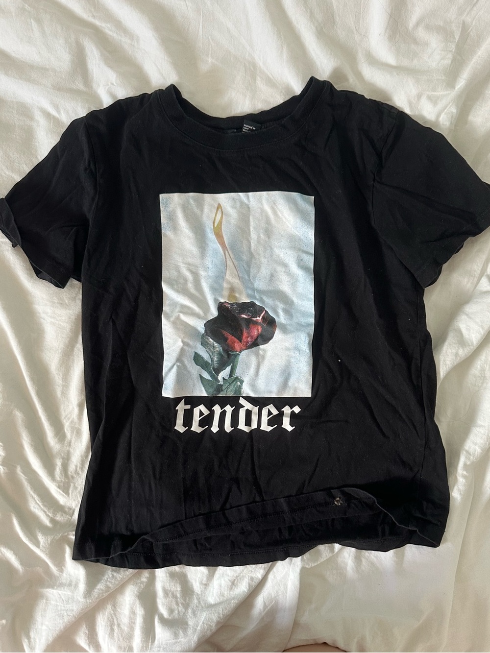Forever 21 Black Graphic Tee with Pastel Print